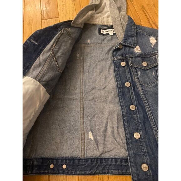 Express Jeans women's denim jacket with cotton long sleeves and hood size Medium - Picture 4 of 9